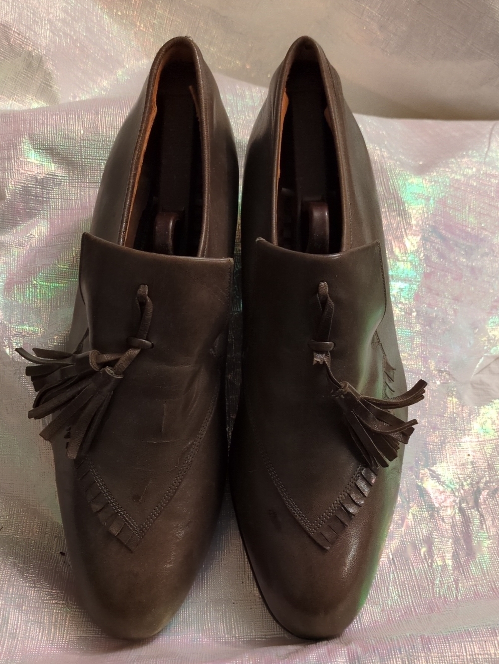 Pierre Cardin Men's Taupe Leather Tassel Loafers Sz 9